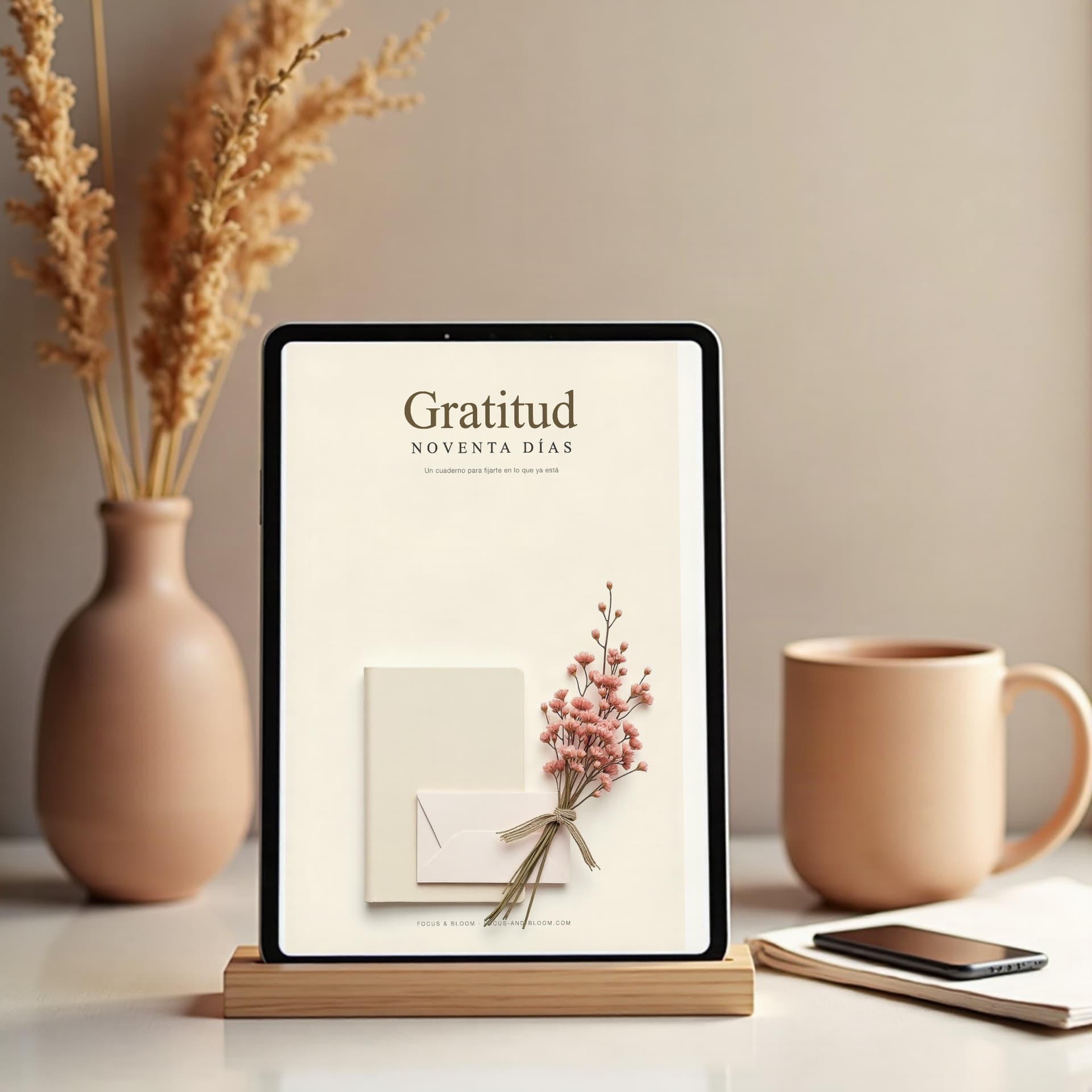 Diario de Gratitud, abierto sobre la mesa