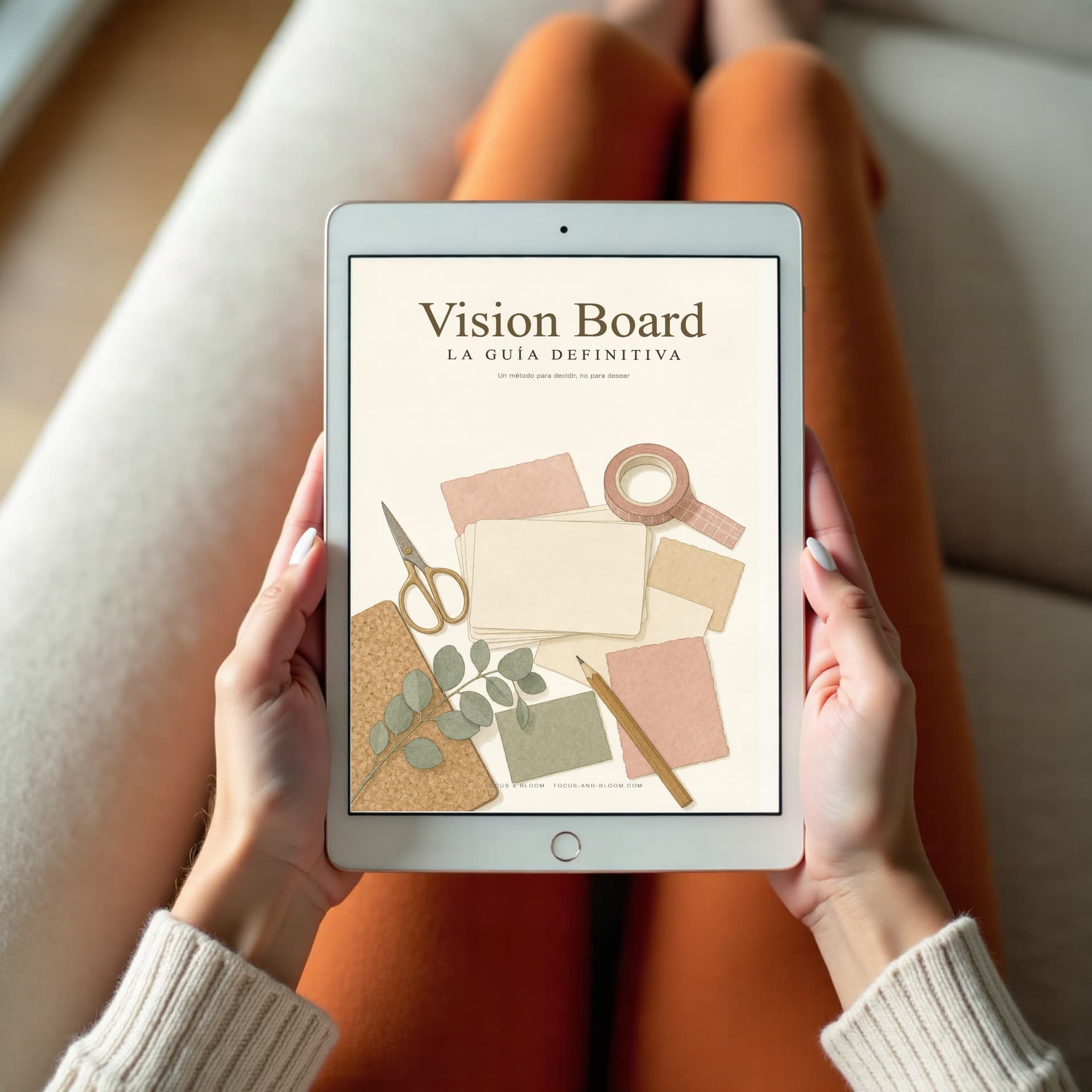 La Guía del Vision Board Definitivo, abierto sobre la mesa